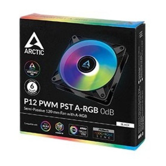 Arctic P12 PWM PST A-RGB 120 mm A-RGB PWM Fan with Cable Splitter- Black